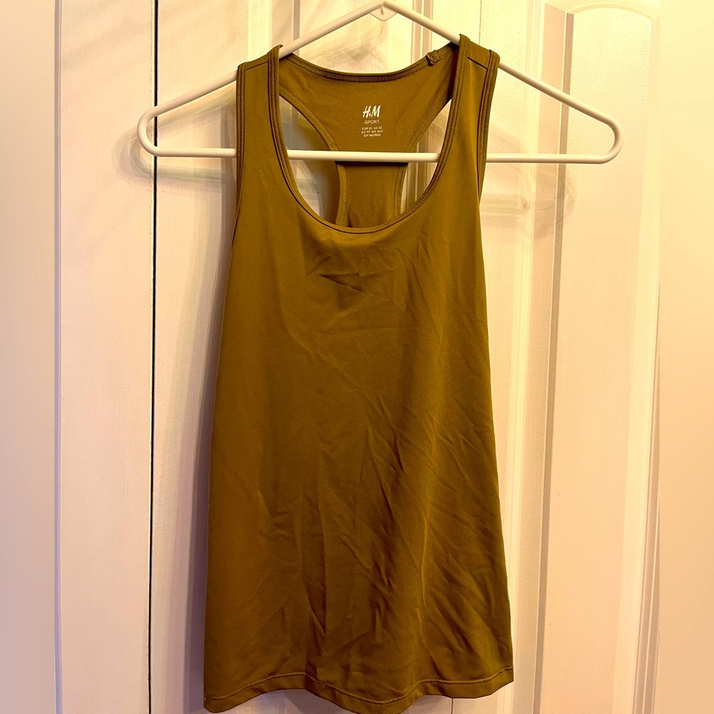 H&M sport XS dark tan race back tank top
